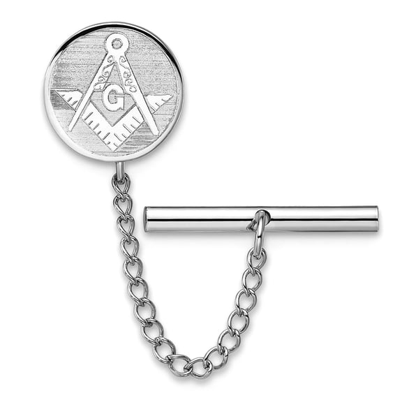 Solid Polished Patterned Not engraveable Rhodium Plated Masonic Tie Tack 13x13mm Wide Tie Clip for Men