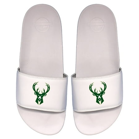 

Youth ISlide White Milwaukee Bucks Primary Logo Motto Slide Sandals