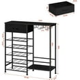 thumbnail image 2 of Wine Rack Freestanding Floor 5-Tier Liquor Bar Stand with Glasses Holder and Fabric Drawer, 20 Bottles Mini Wine Bar Cabinet for Small Space, Home Bar Dining Room Living Room, Black, 2 of 16