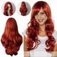 thumbnail image 4 of Fiudx Peluca Roja Cobriza, Postizo Largo y Rizado, Fibra Resistente a Altas Temperaturas, Encaje Versátil, Ajuste Cómodo y Transpirable, Ideal para Juegos de Rol En Fiestas, Aspecto Realista de Cabel, 4 of 6