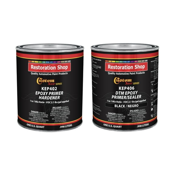 BLACK Epoxy Primer / Sealer 2.1 VOC (HALF GALLON KIT) 2 quarts - Anti-Corrosive DTM Direct to Metal Fast Dry Primer