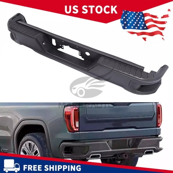 Black Rear Bumper Assembly For 2019-2024 Chevy Silverado GMC Sierra 1500 Steel
