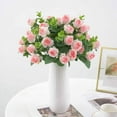 thumbnail image 3 of ZOELNIC Rose Flower Bouquet Artificial Flowers Wedding Decoration 11 Heads Silk Flowers Fake Roses Flores Home Decor Bunch, 4PACK Pink, 3 of 6