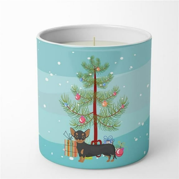Carolines Treasures CK3816CDL 3.75 x 3.25 in. Unisex Black & Tan Chiweenie Christmas Tree 10 oz Decorative Soy Candle