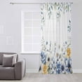 thumbnail image 3 of Flowers Eucalyptus Semi Sheer Curtains Drapes for Living Room, Bedroom, French Doors Window 96 Inches Long, Watercolor Botanical Floral Leaves Rod Pocket Chiffon Curtain Drapery Voile Drape Panel, 3 of 6
