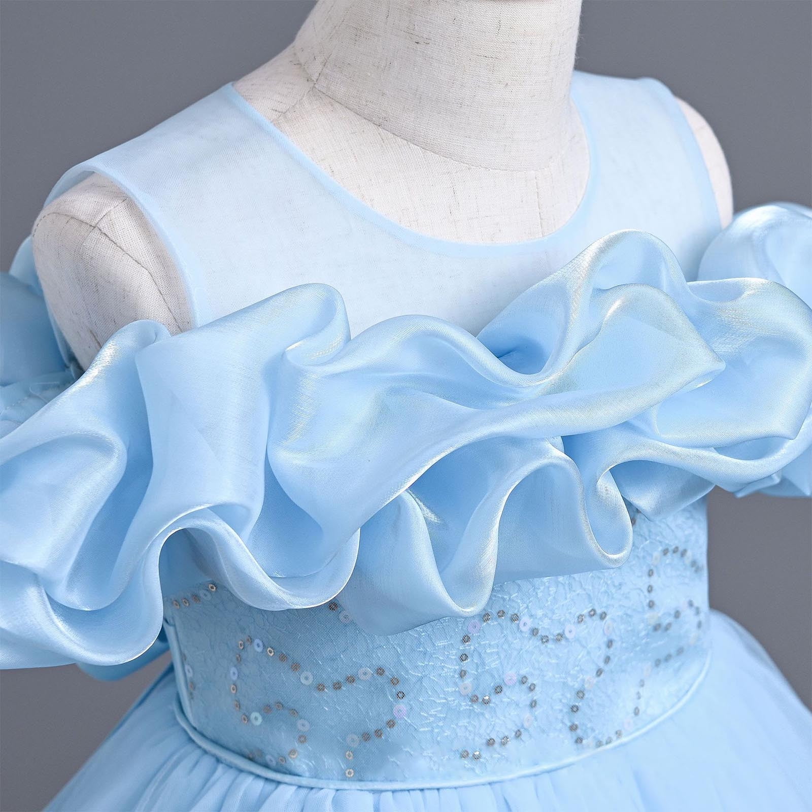 Prom Dresses for Girls Sleeveless Crewneck Size 7-13 Teens Kids Trendy Sequins A-Line Solid Color Evening Party Birthday Formal Dress