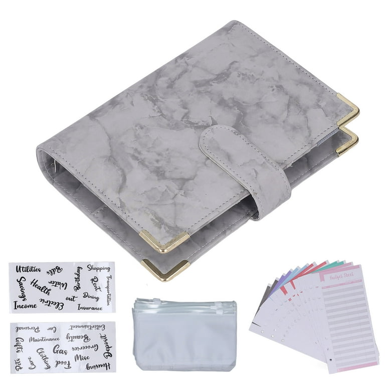 Nyidpsz A6 Budget Binder with Cash Envelopes, PU Leather 6 Ring