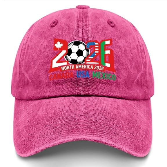 2026 North America Soccer Cup Hat | USA Canada Mexico Football Supporters Cap, Washed Cotton Vintage Baseball Cap for Fans