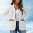 thumbnail image 5 of BXJX Women V Neck Fleece Vest- Open Front Button Down Sleeveless Casual Winter Warm Cozy Outerwear with Pockets White Size L, 5 of 6