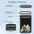 thumbnail image 6 of 13-Gallon Kitchen Trash Can Black Stainless Steel Garbage Can Automatic Touch Free Garbage Bin Motion Sensor Trash Can with Lid Metal Waste Bin for Living Room, Kitchen, Bathroom, Office, 6 of 7