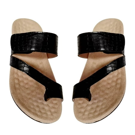 

TUOBARR Womens Flip Flop Slippers Women s Flat Shoes Ladies Beach Sandals Summer Non-Slip Causal Slippers Black