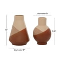 thumbnail image 4 of DecMode 12", 11"H Geometric Orange Ceramic Vase with Terracotta Accents, Set of 2, 4 of 11