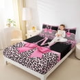 thumbnail image 3 of Erosebridal Leopard Print Personalized Gifts Queen Sheet Sets,Cute Bow Theme Alphabet M Bed Set For Adult Women 4-Piece, 3 of 6