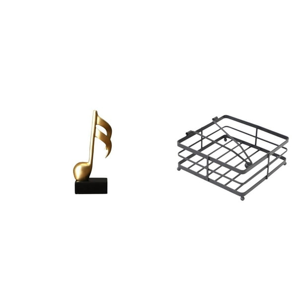 Figura decorativa de escritorio con forma de nota musical, minimalista, servilletero, de resina y hierro fundido. Ideal para decoración del hogar y la