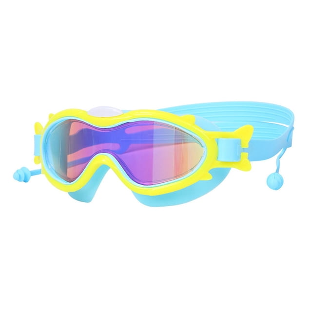 Gafas de natación para niños perfecl con tapones para los oídos sin fugas Azul amarillo