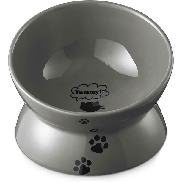 Cat Bowl Anti Vomiting, Raised Cat Food Bowls, Tilted Elevated Cat Bowl, Ceramic Pet Food Bowl for Flat Faced Cats, Small Dogs, Protect Pet's Spine, D