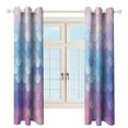 thumbnail image 3 of Colorful Gradient Fish Scale Texture Mermaid Curtains Watercolor Theme Window Curtains Grommet Blackout Drapes for Living Room Bedroom, 3 of 5
