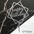 thumbnail image 3 of Square Happy Birthday Cake Topper Acrylic Insert Cupcake Stick Cake Card DIY Glitter Cupcake Smash Candle Stick, 3 of 7