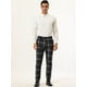thumbnail image 3 of Pantalones de vestir a cuadros para hombre, informales, ajustados, con frente plano, a cuadros, estampados, de negocios Negro XXL, 3 of 6