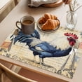 thumbnail image 3 of Placemat Set of 6 White Blue Rooster Placemats for Dining Table Retro Style Letter Washable Table Mats for Kitchen and Party Decor Indoor & Outdoor Use, 3 of 8