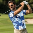 thumbnail image 3 of Binienty Blue Hibiscus Golf Clothing Set for Couple Fashion Short Sleeve Summer Golf Outfit Set Men's Shirt Women's Skirt with Zip Up Collar Casual Golf Wear for Workout Sports, 3 of 7