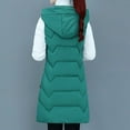 thumbnail image 2 of CAICJ98 Puffer Vest Women Women's Outerwear Vest Casual Thicken Qulited Hooded Vest Padded Jacket Green,L, 2 of 5