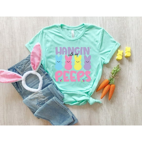 Hanging With My Peeps T-Shirt, Funny Easter Bunny Shirt for Kids, Easter Family Matching Tee, Happy Spring Holiday Shirt