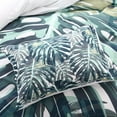 thumbnail image 4 of Juego de funda de edredón con estampado de plantas verdes, 100% poliéster, 3 uds., funda de edredón, funda de almohada doble, 4 of 8
