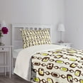 thumbnail image 3 of Ambesonne Geometric Quilted Bedspread Set 2 Pcs, Rectangle Elements, Twin Size, Brown Apple Green, 3 of 5