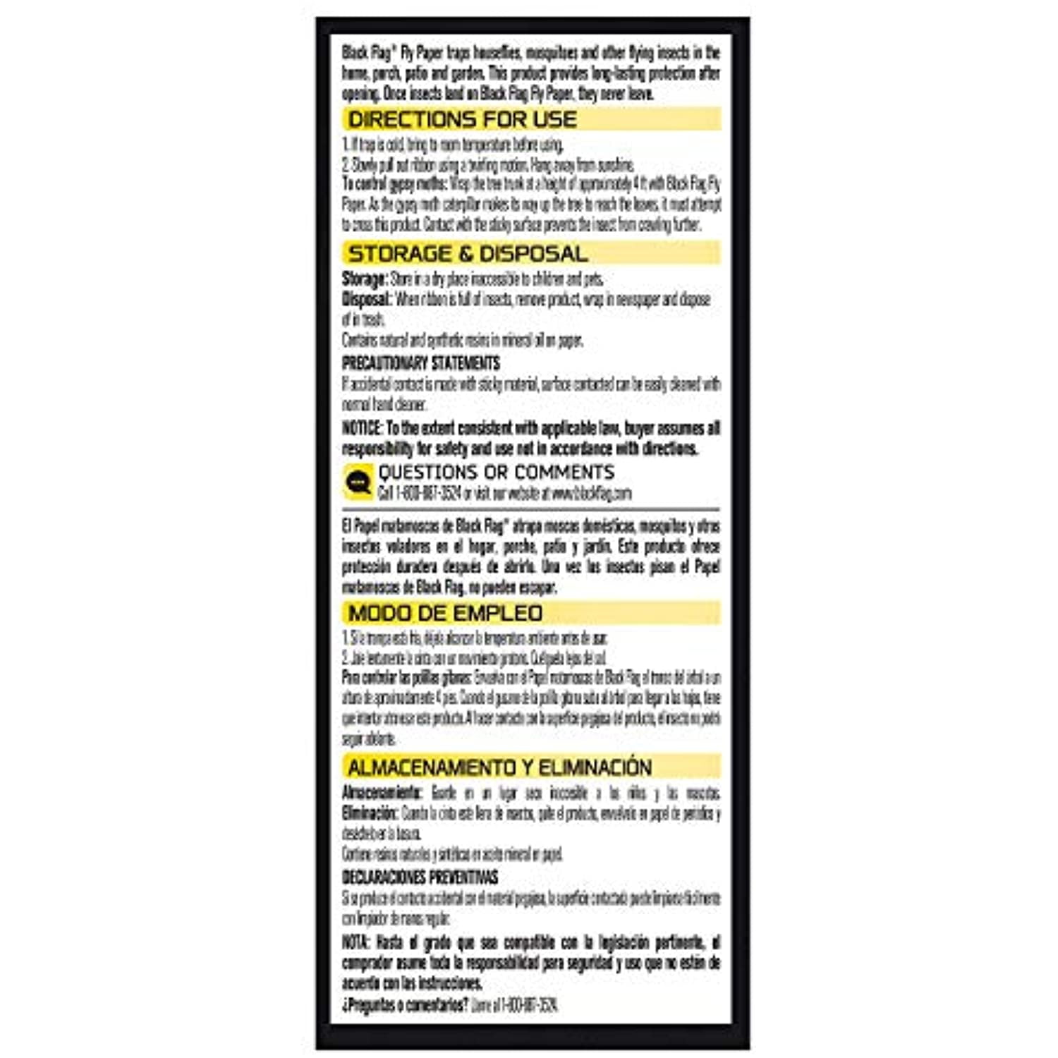 Black Flag Fly Paper 4 Traps, Catches All Flying Insects