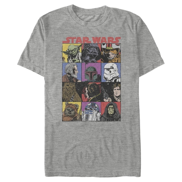Men's Star Wars Comic Strip Cartoon Group Graphic Tee Athletic Heather Medium