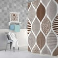 thumbnail image 4 of Tan and Grey Shower Curtain, Brown Retro Bohemian Geometric Fabric Shower Curtains Set for Bathroom Decorative, Boho Modern Paisley Restroom Decor Accessories with Hooks 72X72 Inch, 4 of 6