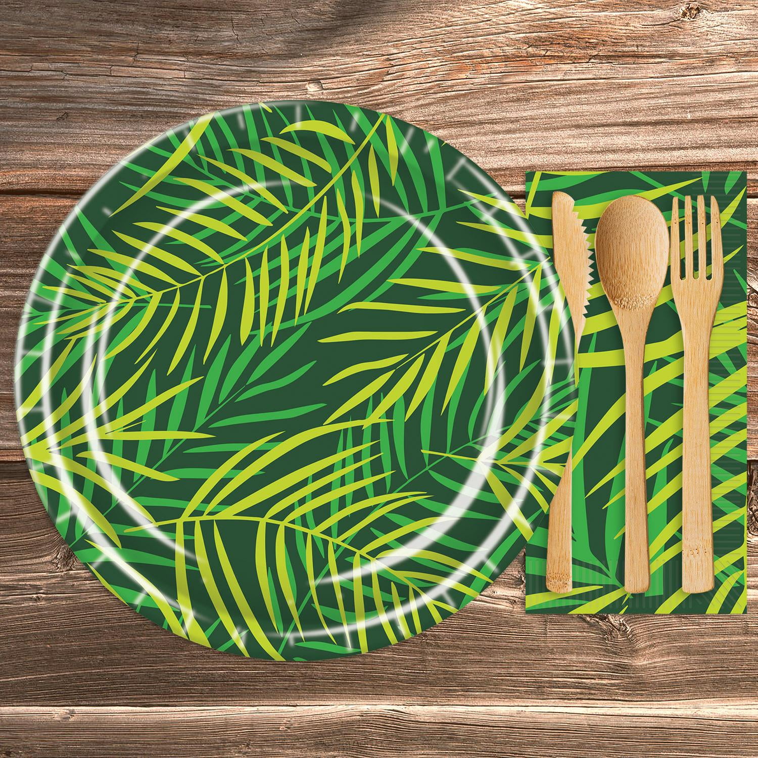 96 Pack Bulk Luau Party Palm Leaf Paper Plates 9 inch