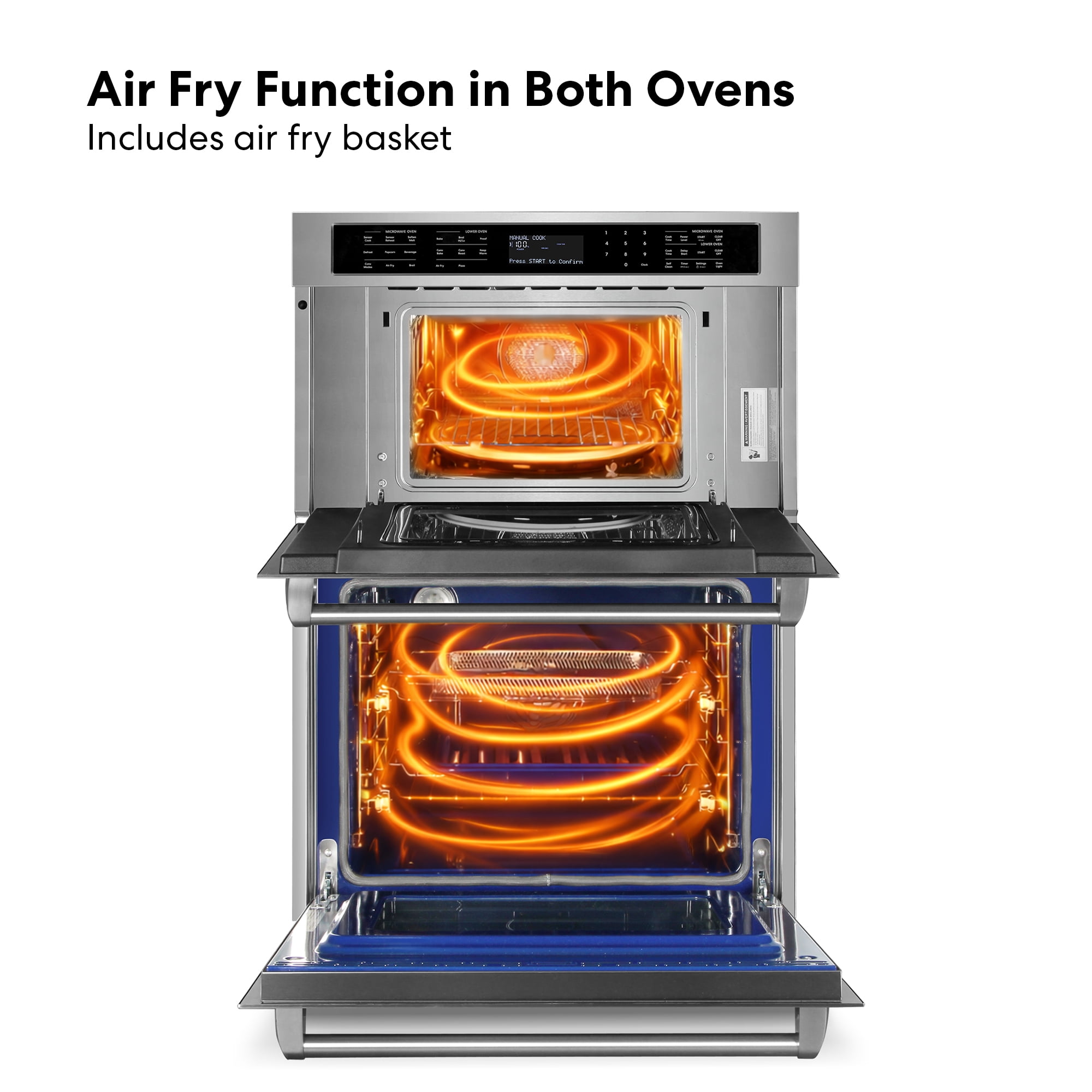 Cosmo 30 in. Regal Collection 4.8 / 1.6 cu. ft. Electric Microwave Wall Oven Combination, Air Fry, Convection, Stainless Steel