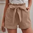 thumbnail image 5 of Womens Shorts Summer Ruffle Hem Bow Tie Waistband High Waisted Baggy Dressy Casual Womens Jorts with Pockets S-2XL, 5 of 8