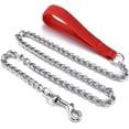 thumbnail image 1 of Shiyou-Laisse Chaîne en Métal pour Entraînement en Acier Inoxydable avec Poignée Rembourrée Douce pour Chiens Robustes (TG, Poignée Rouge), 1 of 4