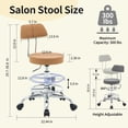 thumbnail image 2 of Silla giratoria Stool FIRAVOE, ajustable de 50 a 68 cm, color marrón camel, 2 of 6