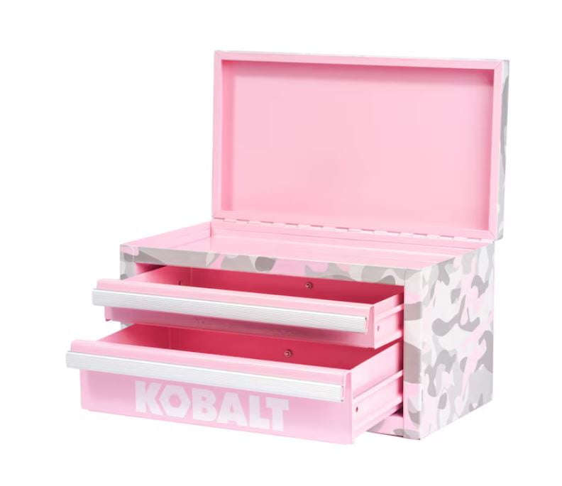 Kobalt Mini 10.83-in W x 5.91-in H x 5.91-in D 2-Drawer Pink Camo Steel Tool Box