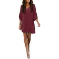 thumbnail image 4 of OUSITAID Femmes Été Tunique Robe V Cou Décontractée Fluide Swing Shift Robes, 4 of 6