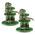 thumbnail image 1 of 2 Soportes para Cupcakes de 3 Niveles, Decoraciones para Fiestas, Decoraciones para Cupcakes con Tema de Dinosaurio, Torre de Postre de Dinosaurio para Niños, 1 of 5