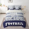 thumbnail image 2 of jejeloiu Football Sport Lover 7pcs Bedding Comforter Set,Rugby Helmet Queen Bedding Sets,Gray Deepblue Queen Sheet Sets For Teens,Ultra Soft Home Decor Reversible, 2 of 8