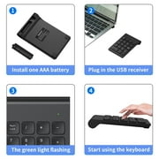 cimetech Wireless Number Pad, 2.4G Numeric Keypad Numpad with USB Receiver, 18 Keys Portable Mini Financial Accounting Keyboard Extensions for Windows, Laptop, Notebook, Desktop, Surface Pro, PC