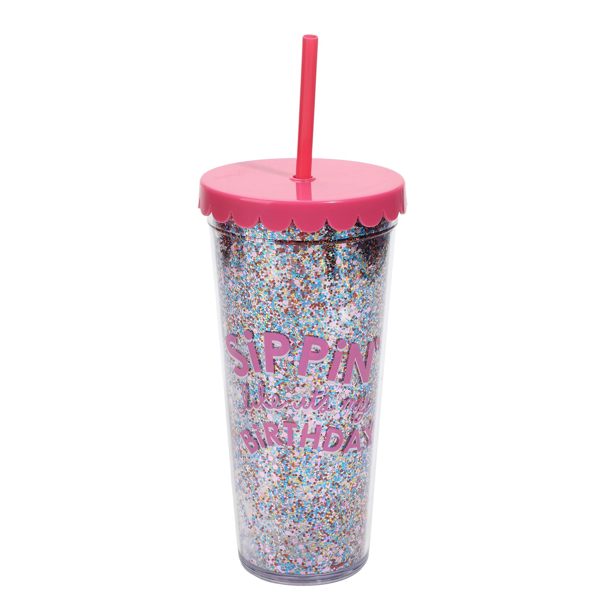 Packed Party 'Sippin' like It's My Birthday' Pink Plastic Tumbler 22 oz, Everyday
