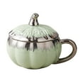 thumbnail image 2 of NWOKYZGH Ceramic Coffee Mug with Lid, Unique Porcelain Coffee Mug with Gold Trim, Large Electroplated Pumpkin Shaped Mug, Halloween Fall Pumpkin Coffee Cup for Men and Women, 2 of 6