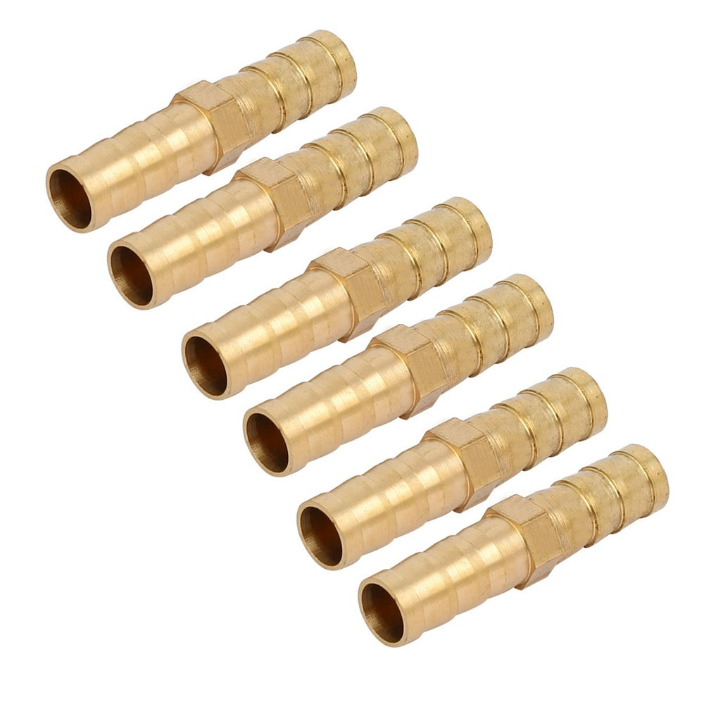 8mm Dia Barbed End Straight Air Fuel Pipe Hose Barb Connecting Fittings 6pcs