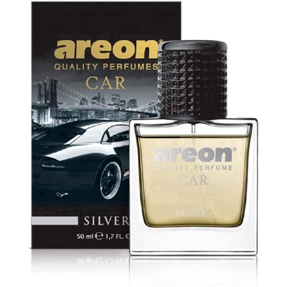 Areon MCP05 Car Air Freshener Perfume for Men Women 1.7 Fl Oz. (50ml) Glass Bottle, SILVER