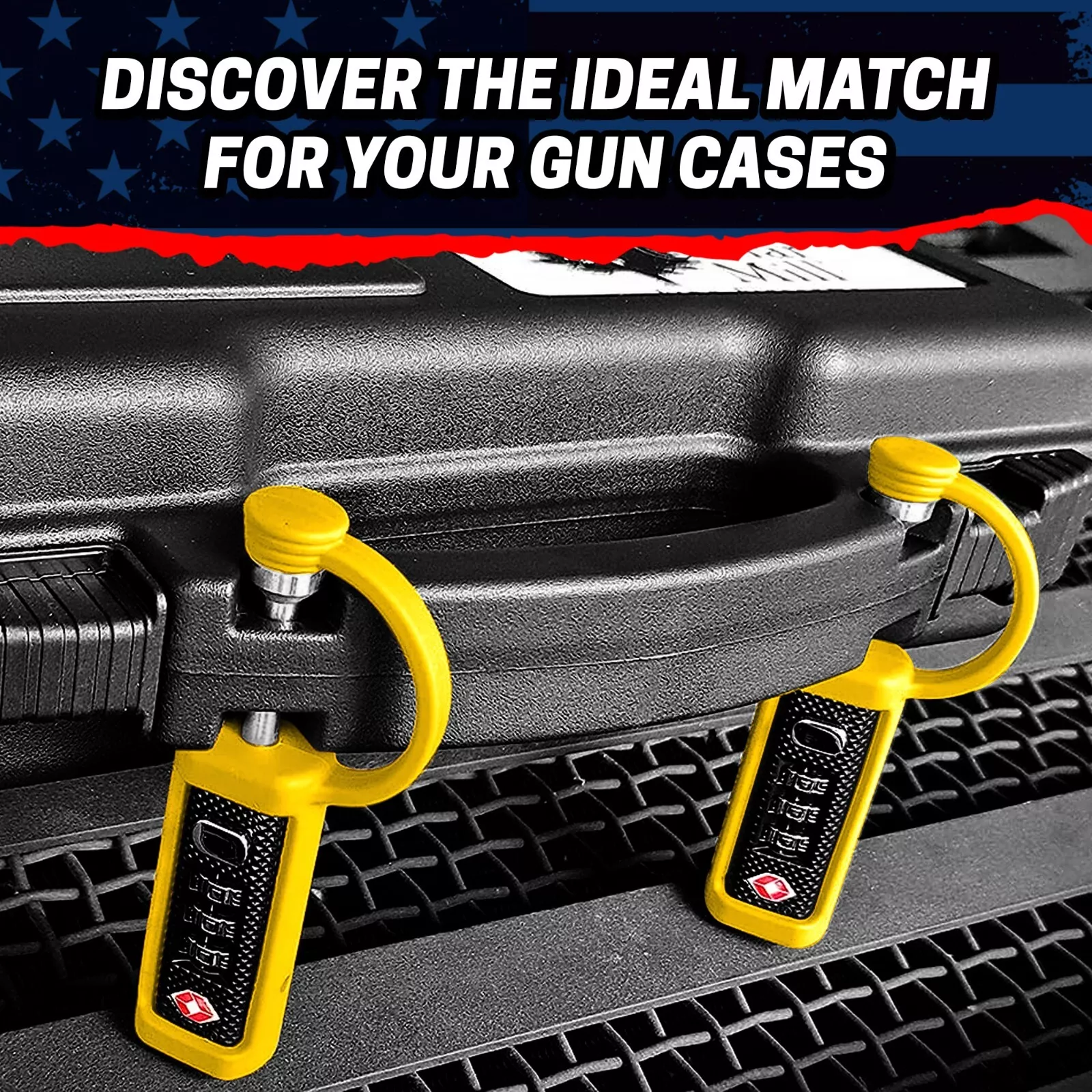 TSA Approved Gun Case Locks (2-Pack) - MonoShaft Cut-Resistant Hardened Steel Shackle - Yellow