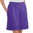 thumbnail image 2 of Collections Etc Women's Drawstring Cotton Knit Pull-On Skort with Elastic Waistband - Casual Summer Apparel, Purple, Medium, 2 of 5