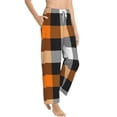 thumbnail image 2 of Haiem Orange Plaid Women's Pajama Pants Ultra Lightweight Pjs Bottoms Sleepwear Bottom Pants With Pocket Drawstring-Medium, 2 of 9
