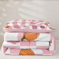thumbnail image 5 of Feelyou Boho Pumpkin Daisy Twin Comforter Sets, Hippie Buffalo Plaid Bedding Set, Pink Reversible, 2-Piece, 1 Comforter and 2 Pillowcases, 5 of 7
